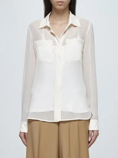 Max Mara Embroidered-pocket Silk Shirt In Vanilla