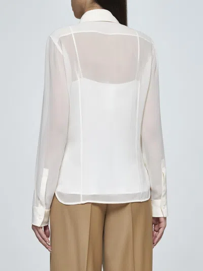 Max Mara Embroidered-pocket Silk Shirt In Vanilla