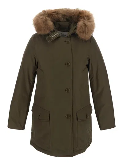 Shop Woolrich Arctic Detachble Fur Parka  In Green