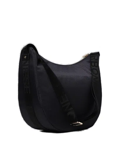 Shop Borbonese Luna Medium Shoulder Bag  In Black