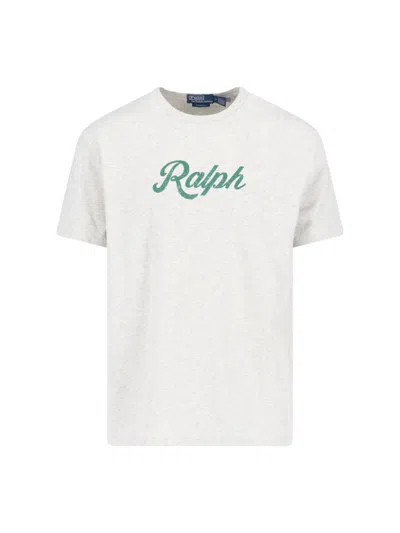 Shop Polo Ralph Lauren Logo T-shirt In Grey