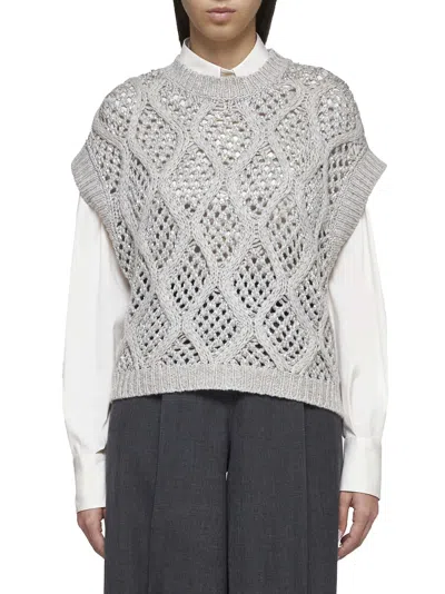 Shop Brunello Cucinelli Sweater In Greige+quarzo