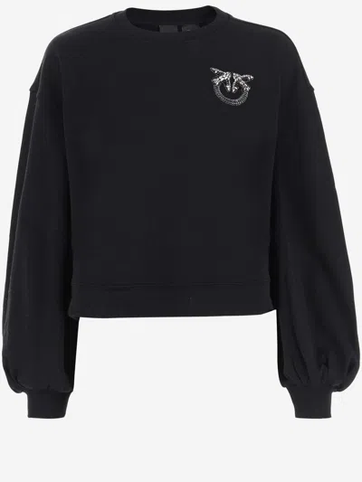 Shop Pinko Cotton Sweatshirt With Logo  In Black