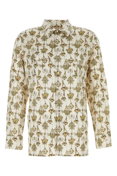 Shop Givenchy Printed Stretch Silk Shirt In White