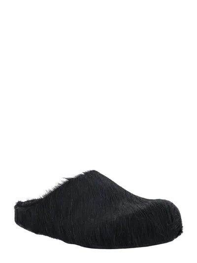 Marni Sabot Fussbett In Vitello A Pelo Lungo Nero