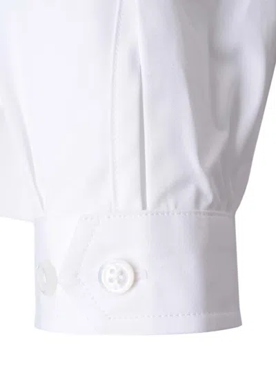 Shop Thom Browne Long Sleeve Tucked Blouse In Poplin White