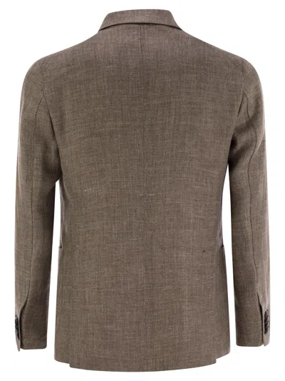 Shop Tagliatore Linen And Virgin Wool Jacket In Brown