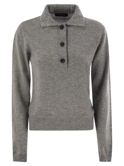 Fabiana Filippi Women's Wool, Silk And Cashmere Polo Collar Sweater In Grey