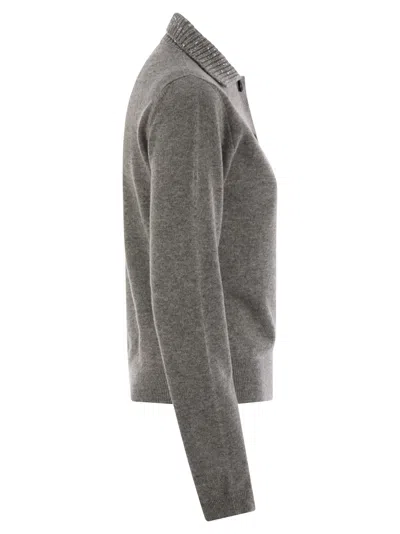 Fabiana Filippi Women's Wool, Silk And Cashmere Polo Collar Sweater In Grey