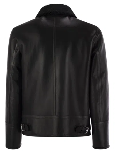 Dondup Regular Shearling Jacket In Black