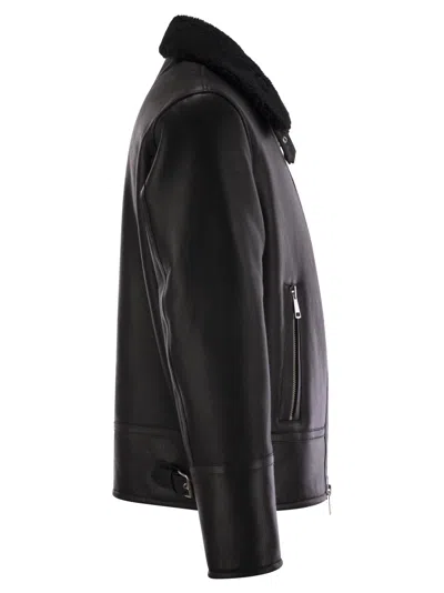Dondup Regular Shearling Jacket In Black