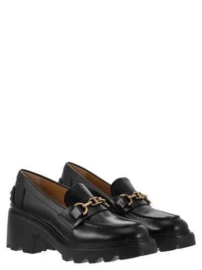 Shop Tod's Leather Moccasin With Carrarmato Bottom In Black