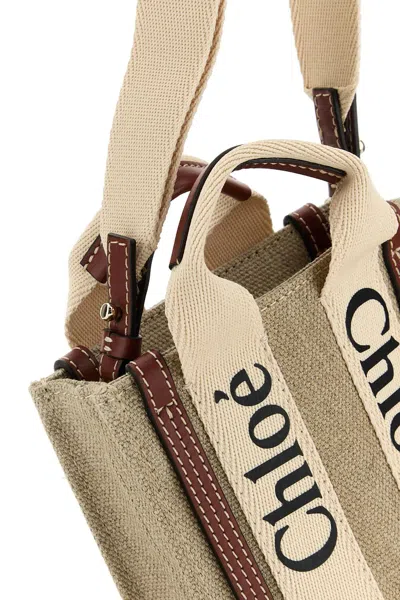 Shop Chloé Multicolor Canvas Mini Woody Handbag In White