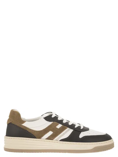 Shop Hogan H630 - Leather Lace-up Trainers In Black/brown