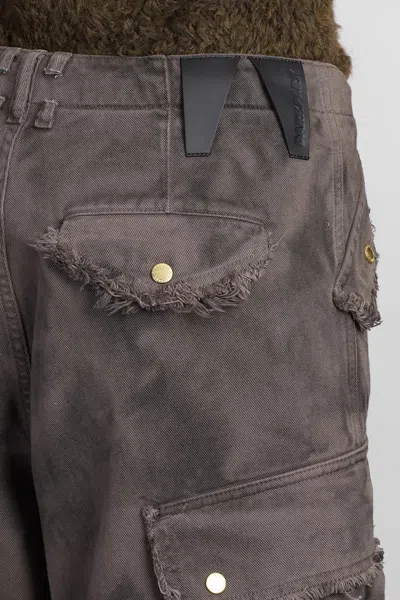 Darkpark Washed Cargo Jeans Drawstring Hem In Brown