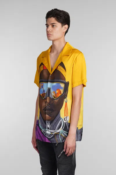 Shop Balmain Shirt In Yellow Viscose