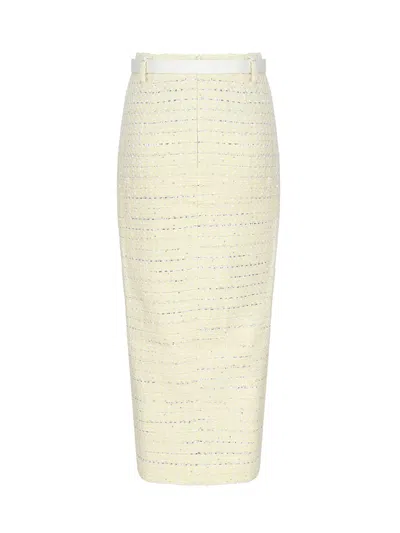 Self-portrait Midi Skirt In Bouclé In Yellow