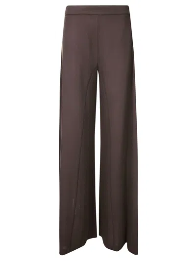 Stefano Mortari Pantalone Crepe Lana Ampio In Brown Choccolate