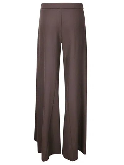 Stefano Mortari Pantalone Crepe Lana Ampio In Brown Choccolate