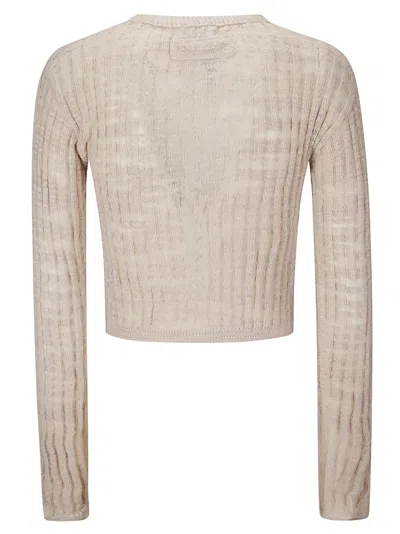 Acne Studios Ribbed Semi-sheer Cardigan In Dusty Pink