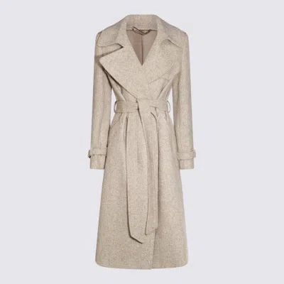 Shop Tagliatore Beige Wool Carola Coat