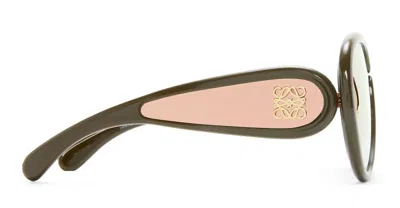 Shop Loewe Pilot Mask - Shiny Khaki Sunglasses In Green