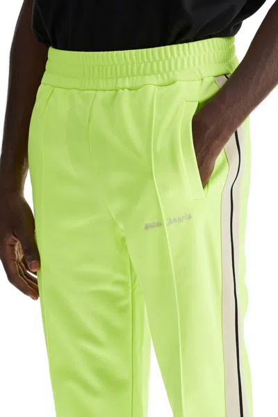 Shop Palm Angels Contrast Band Joggers With Track In In Yellow Fluo Off White