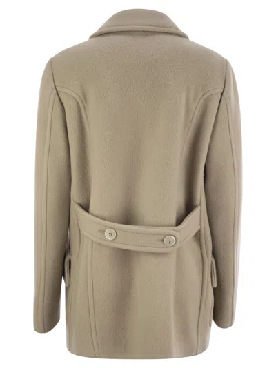 Fay Wool And Cashmere Peacoat In Neutral