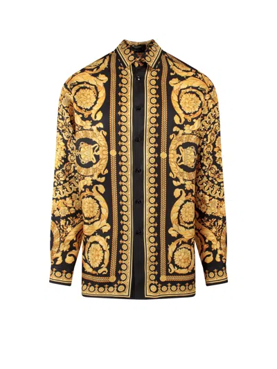 Shop Versace Shirt In Black/gold