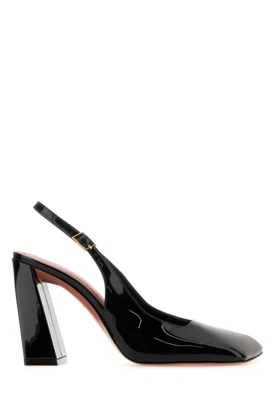 Shop Amina Muaddi Black Leather Charlotte Pumps