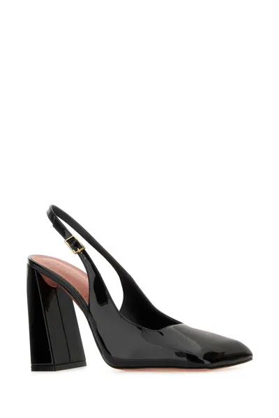 Shop Amina Muaddi Black Leather Charlotte Pumps