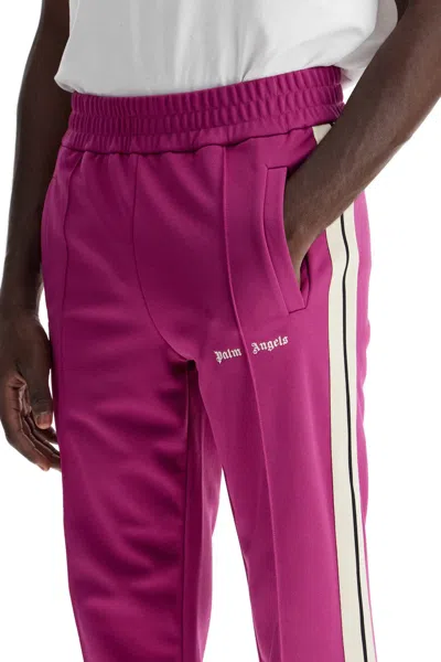 Shop Palm Angels Contrast Band Joggers With Track In In Purple Off White (purple)