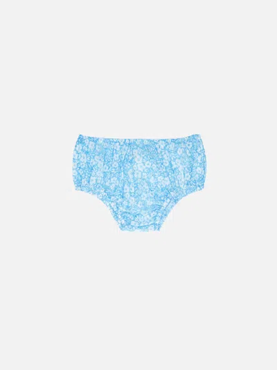 Mc2 Saint Barth Infant Bloomers Pimmy With Vintage Flower Print In Sky