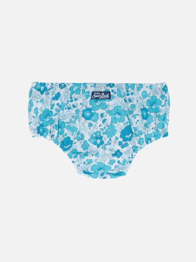 Mc2 Saint Barth Infant Bloomers Pimmy With Flower Print In Blue