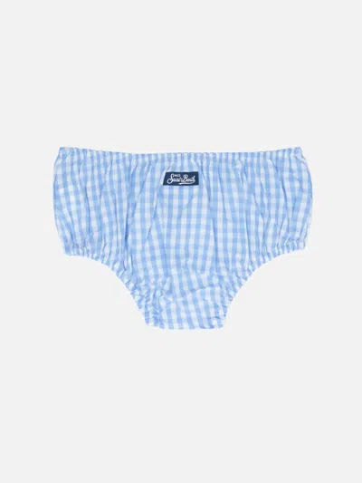 Mc2 Saint Barth Infant Bloomers Pimmy With Gingham Print In Sky