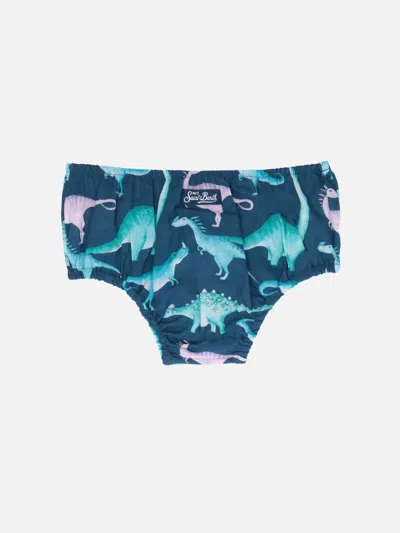 Mc2 Saint Barth Infant Bloomers Pimmy With Dinosaurs Print In Blue