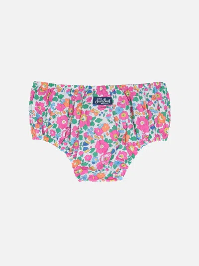 Mc2 Saint Barth Infant Bloomers Pimmy With Betsy Print Made With Liberty Fabric In Fucsia