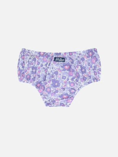 Mc2 Saint Barth Infant Bloomers Pimmy With Betsy Print Made With Liberty Fabric In Lilac
