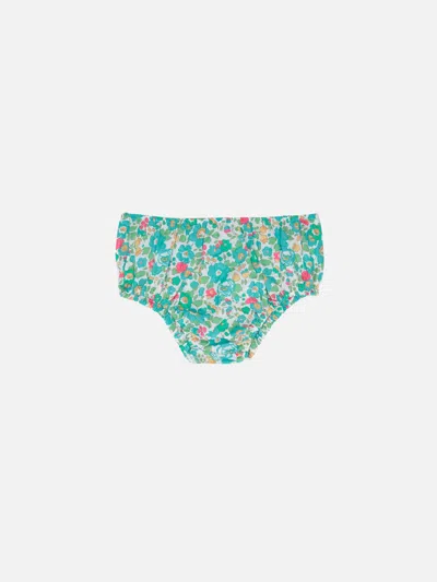 Mc2 Saint Barth Infant Bloomers Pimmy With Betsy Print Made With Liberty Fabric In Green