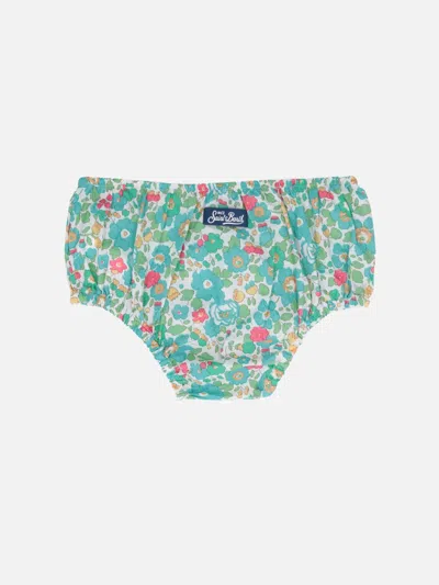Mc2 Saint Barth Infant Bloomers Pimmy With Betsy Print Made With Liberty Fabric In Green