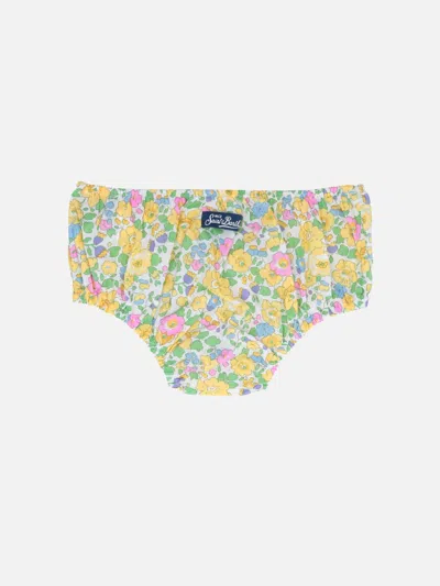 Mc2 Saint Barth Infant Bloomers Pimmy With Betsy Print Made With Liberty Fabric In Yellow