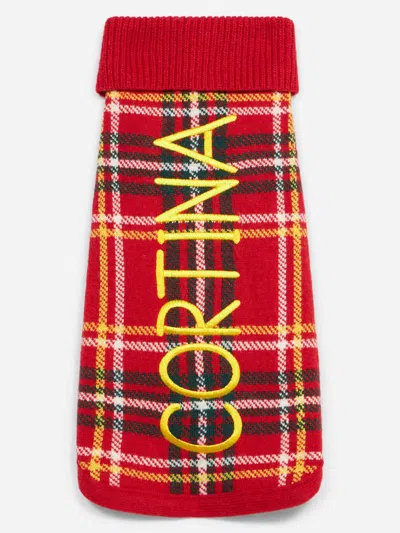 Mc2 Saint Barth Dog Sweater With Tartan Print In Red