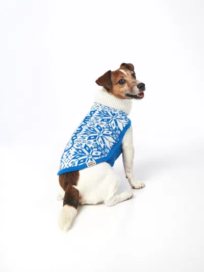 Mc2 Saint Barth Dog Sweater With Nordic Print In Blue