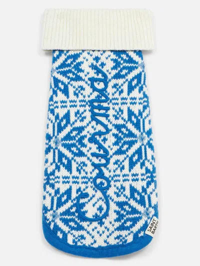 Mc2 Saint Barth Dog Sweater With Nordic Print In Blue