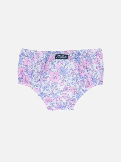 Mc2 Saint Barth Baby Girl Bloomers Pimmy With Flower Print In Pink