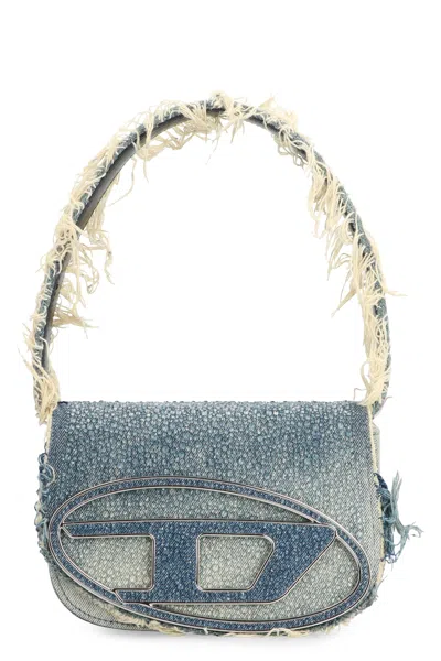 Diesel Embellished Denim 1dr Shoulder Bag In Blue