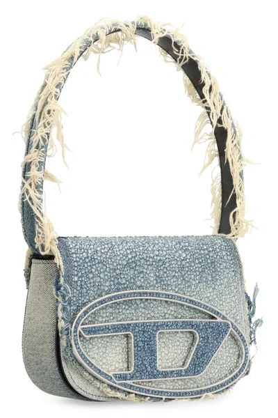 Diesel Embellished Denim 1dr Shoulder Bag In Blue