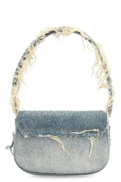 Diesel Embellished Denim 1dr Shoulder Bag In Blue
