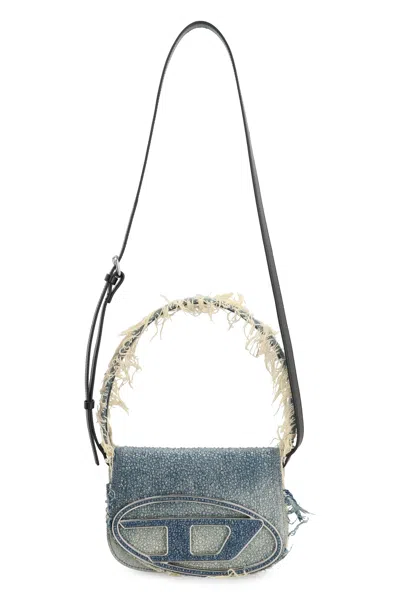 Diesel Embellished Denim 1dr Shoulder Bag In Blue