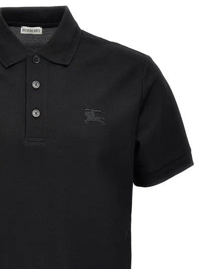 Shop Burberry Logo Embroidery Polo Shirt In Black